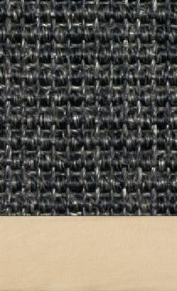 Sisal Salvador anthrazit 040 tæppe med kantbånd i microfiber creme